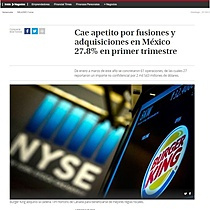 Cae apetito por fusiones y adquisiciones en Mxico 27.8% en primer trimestre